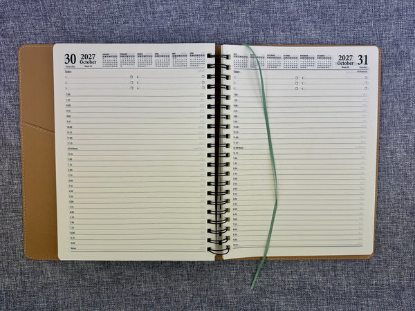 2027 Day to Page - A4 Spiral Diary - Olive