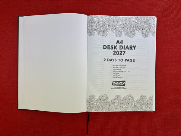 2027 2 Day to Page - A4 Diary - Black