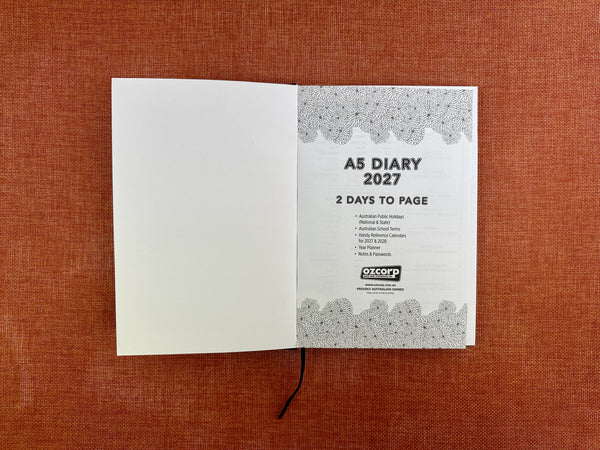 2027 2 Day to Page - A5 Diary - Black