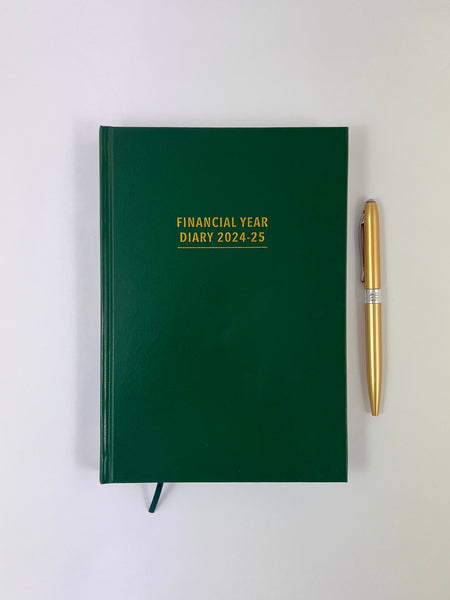 24/25 Financial Year Diary A5 Day to a Page - Green 50% OFF