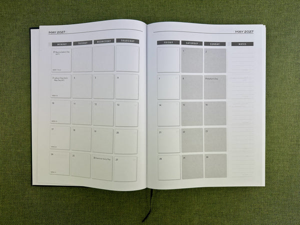 2027 Day to Page - A4 Business Diary - Black