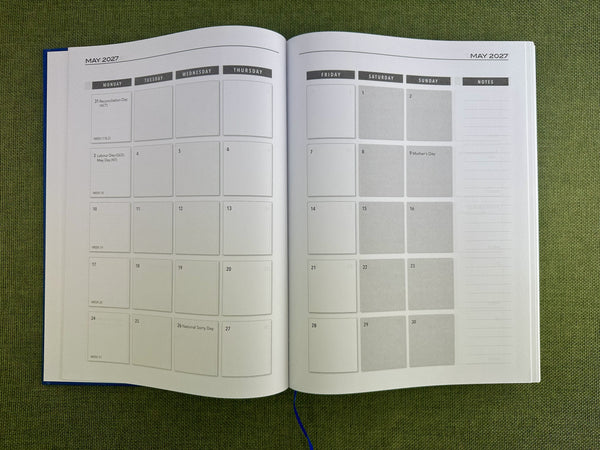 2027 Day to Page - A4 Business Diary - Royal Blue