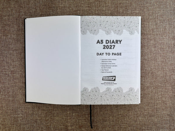 2027 Day to Page - A5 Business Diary - Black