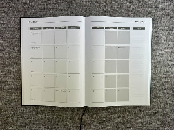 2027 Week to View - A4 Business Diary - Black