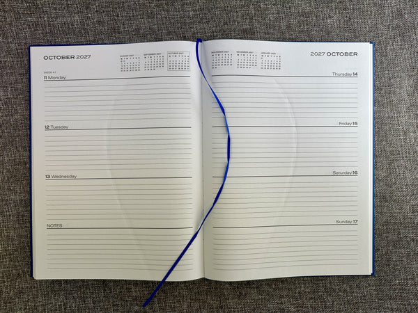 2027 Week to View - A4 Business Diary - Royal Blue