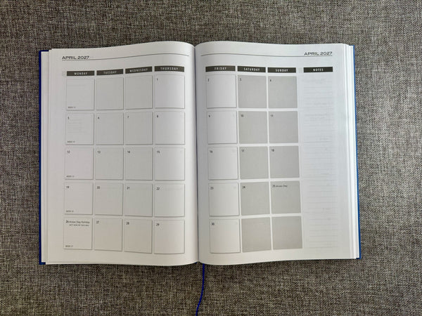 2027 Week to View - A4 Business Diary - Royal Blue