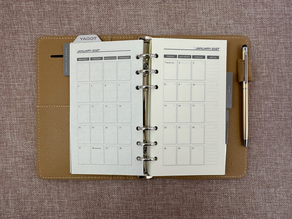 2027 Week to View - B6 Organiser Diary - Black