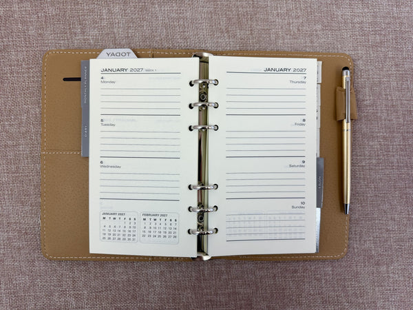 2027 Week to View - B6 Organiser Diary - Black