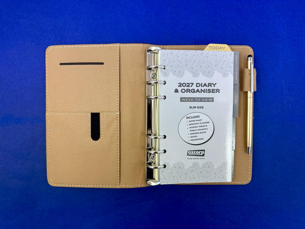 2027 Week to View - B6 Organiser Diary - Croc Tan