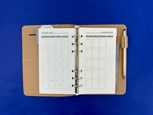 2027 Week to View - B6 Organiser Diary - Croc Tan