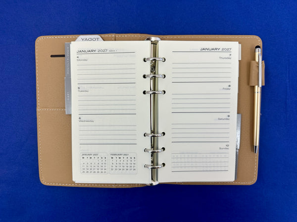 2027 Week to View - B6 Organiser Diary - Croc Tan