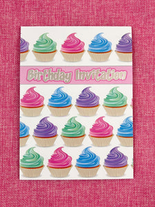 Invitation Pad - Pastel Cupcakes