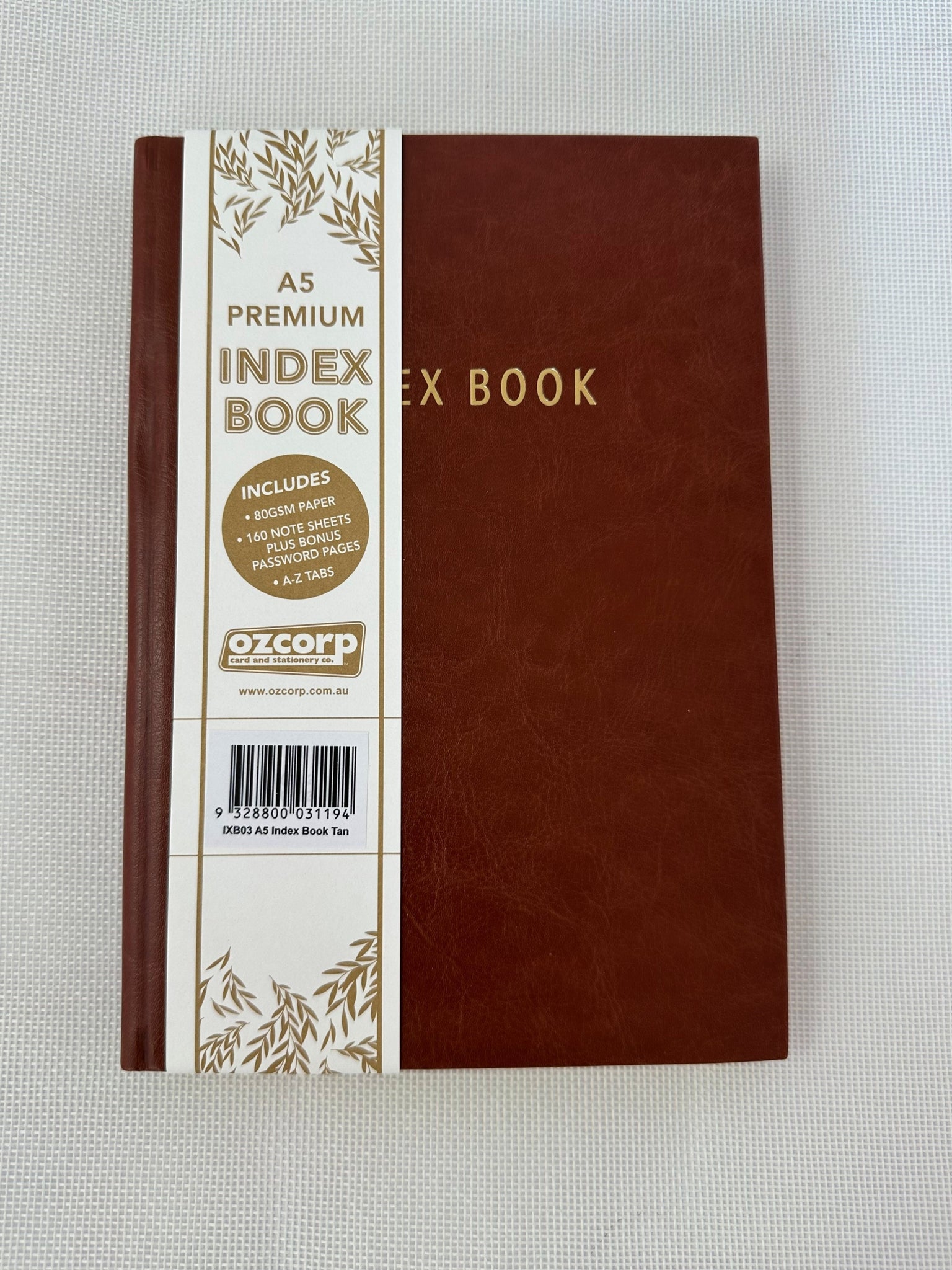Index Book A5 - Tan – Ozcorp Cards & Stationery