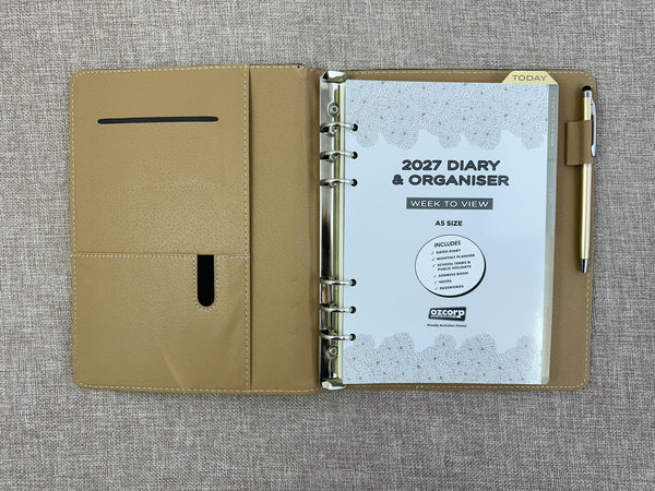 2027 Week to View - A5 Organiser Diary - Black