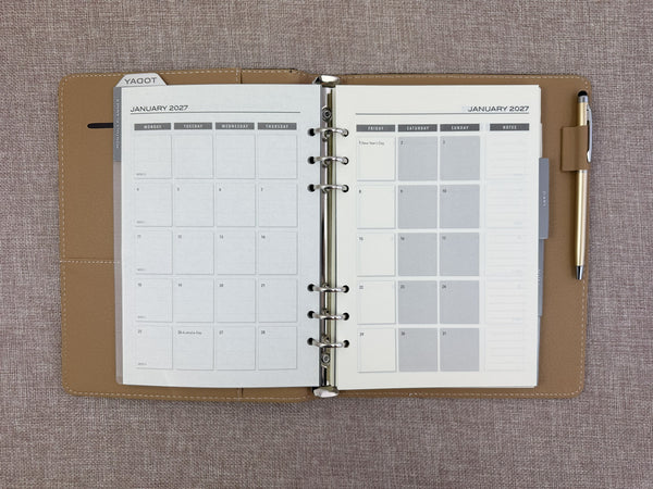 2027 Week to View - A5 Organiser Diary - Black