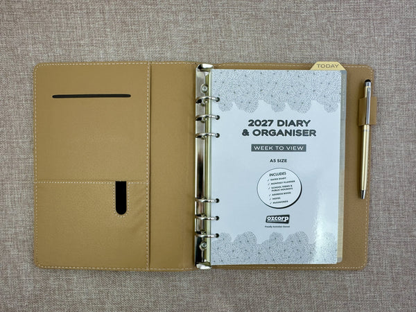 2027 Week to View - A5 Organiser Diary - Olive