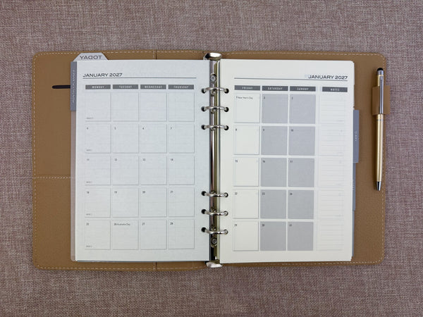 2027 Week to View - A5 Organiser Diary - Olive