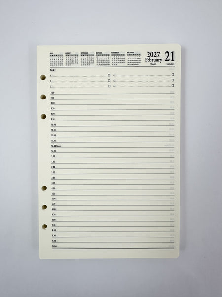 2027 Organiser Diary Refill A5 - Day to a Page