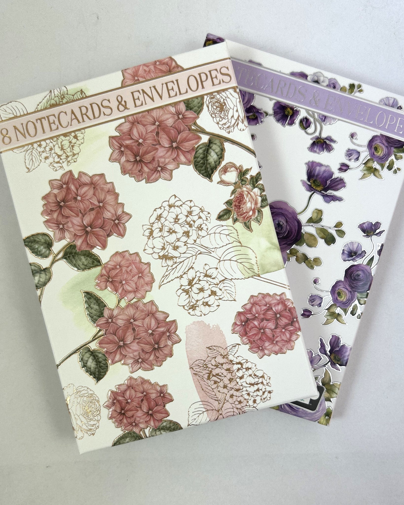 Notelet Set - Purple Poppies & Hydgrangeas