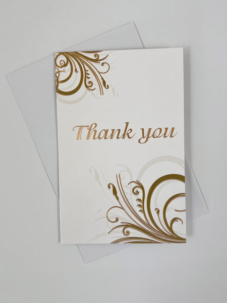 Thank You Card Set - Gold Swirl