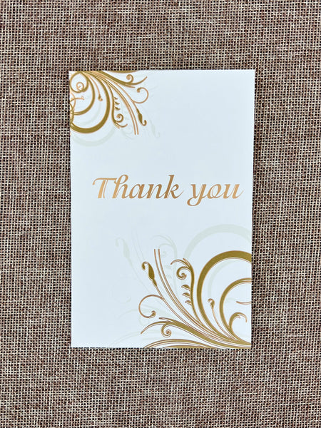 Thank You Card Set - Gold Swirl