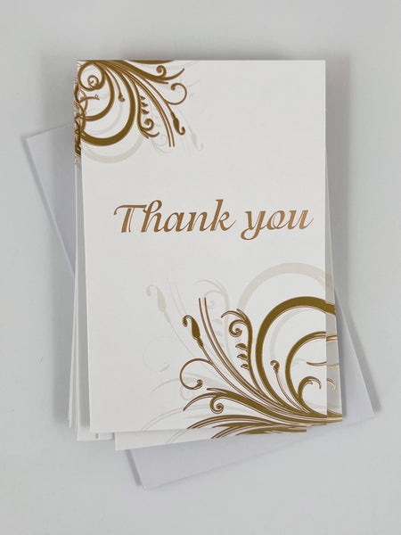 Thank You Card Set - Gold Swirl