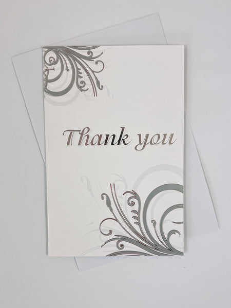 Thank You Card Set - Silver Swirl