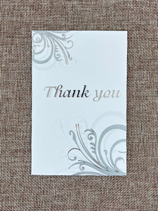 Thank You Card Set - Silver Swirl