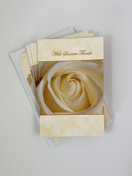 Sympathy Thank You Card Set - Cream Rose