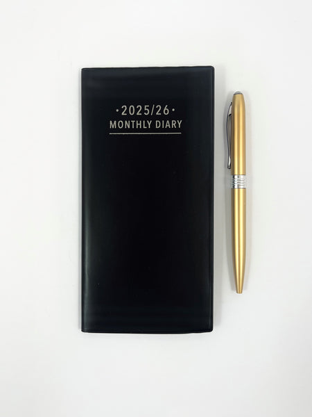 2025/26 Monthly Softcover Purse Diary -  Black