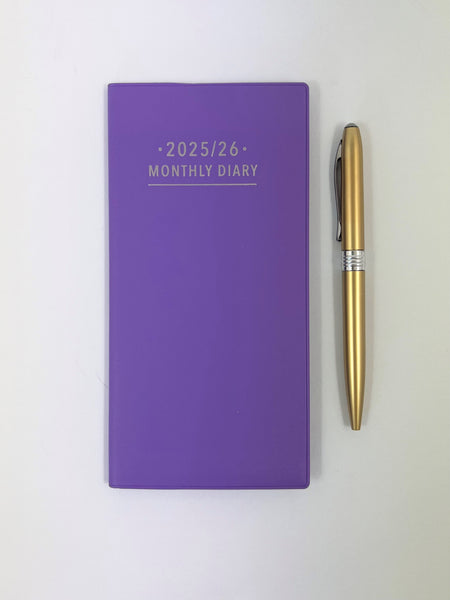 2025/26 Monthly Softcover Purse Diary -  Violet