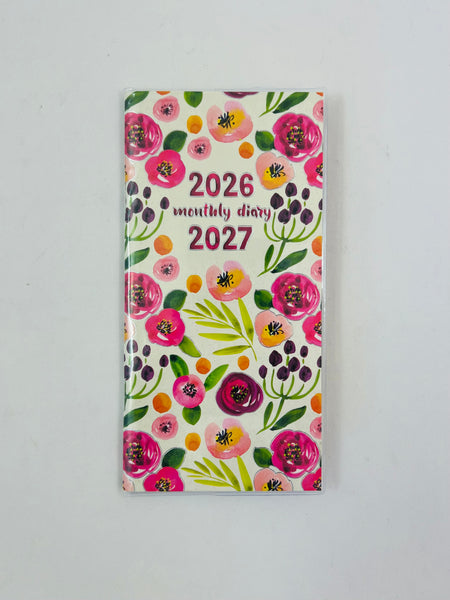 2026/27 Monthly Softcover Purse Diary -  Plum Fleur