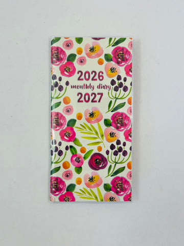 2026/27 Monthly Softcover Purse Diary -  Plum Fleur