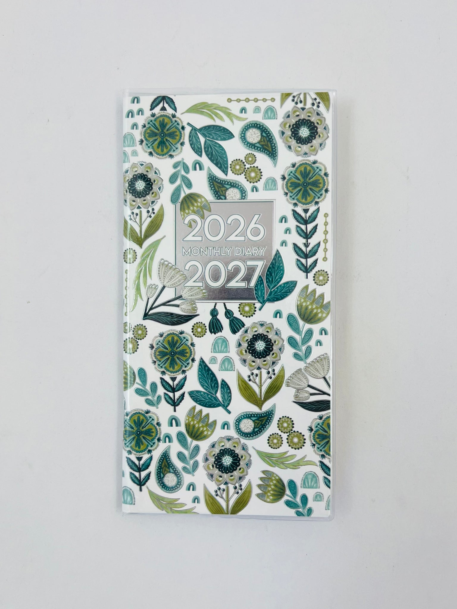2026/27 Monthly Softcover Purse Diary -  Aqua Flora