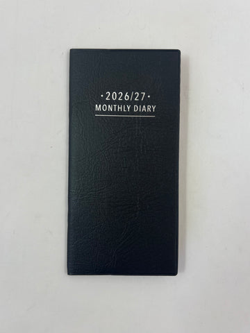 2026/27 Monthly Softcover Purse Diary -  Black