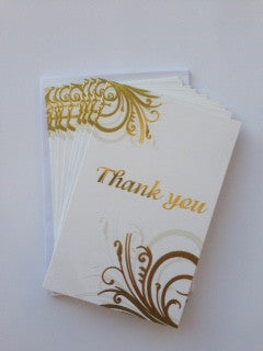 Thank You Card Set - Gold Swirl
