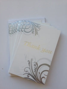 Thank You Card Set - Silver Swirl